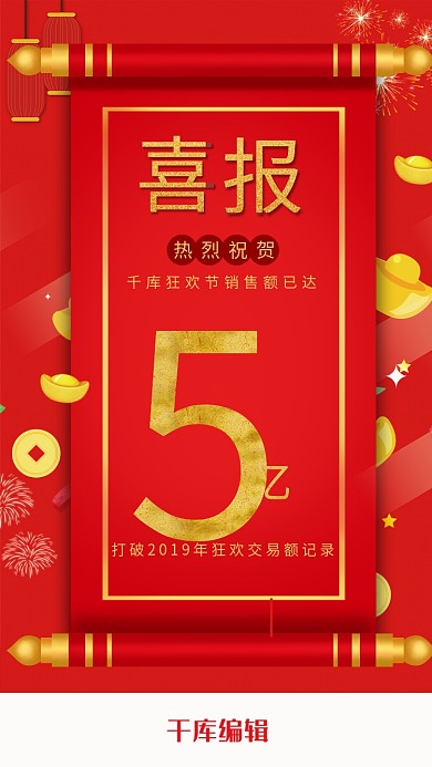 喜报销售红色中国风海报