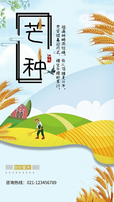 夏天节气芒种创意海报