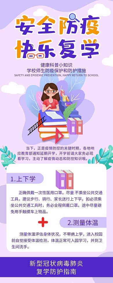 安全防疫指南开学复课防疫知识科普信息长图