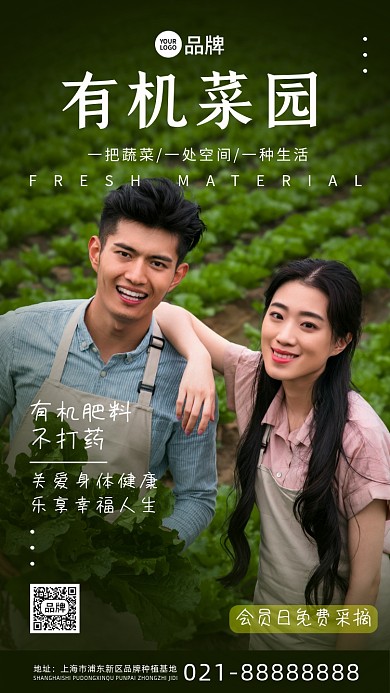 有机菜园果蔬采摘摄影图海报