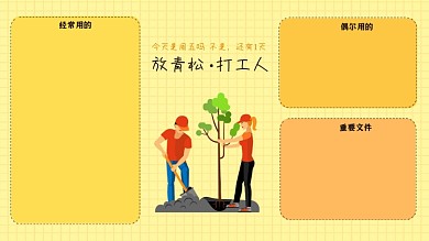 放青松打工人黄色电脑分区壁纸