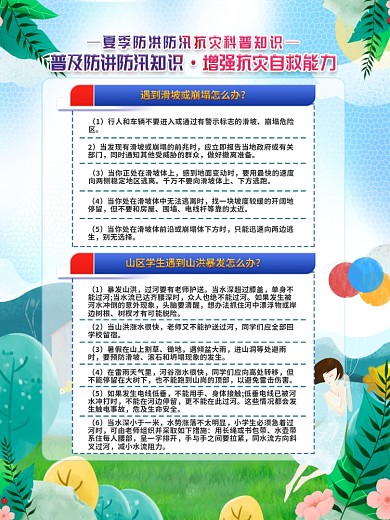 简约夏季防洪防汛抗灾科普知识宣传海报