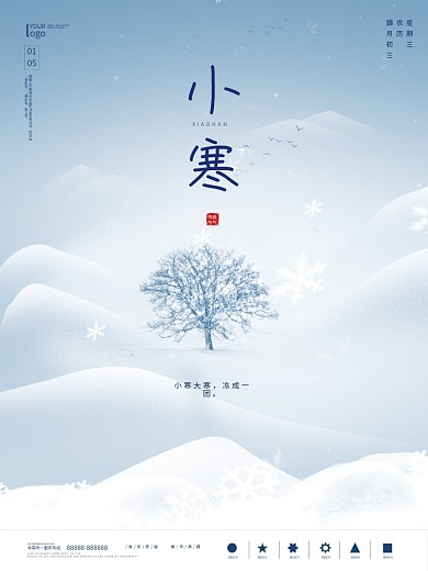 原创简约小寒摄影海报1