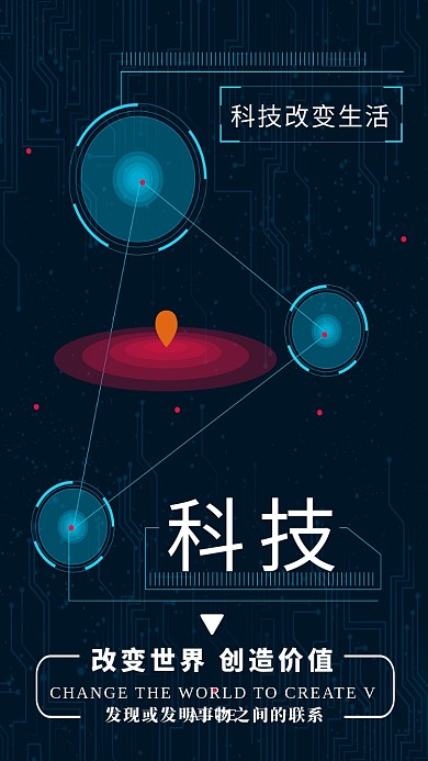 深色创意简约科技改变生活手机海报