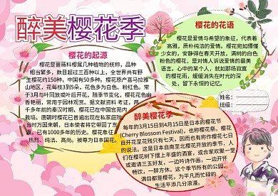 醉美春天樱花小报手抄报