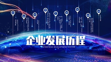 蓝色创意科技企业发展历程文化墙展板