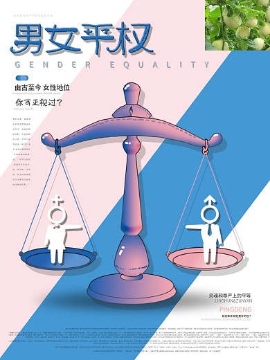 简约清新男女平权海报