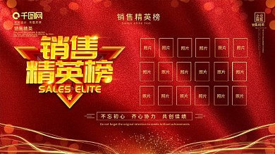 红色大气销售精英榜业绩榜展板