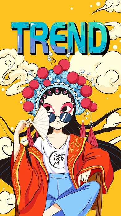 中国风京剧人物国潮矢量插画