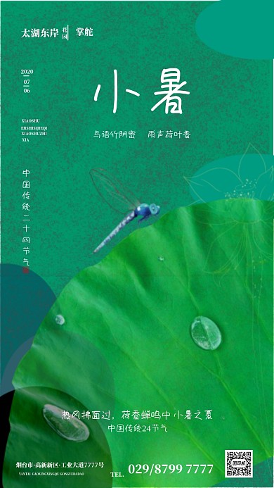 清新节气小暑海报