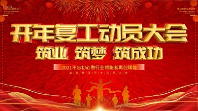 2020员工复工开年动员大会背景展板