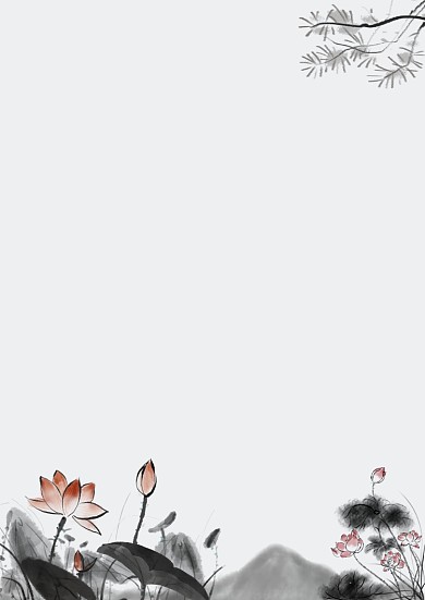 水墨黑白荷花信纸手抄报