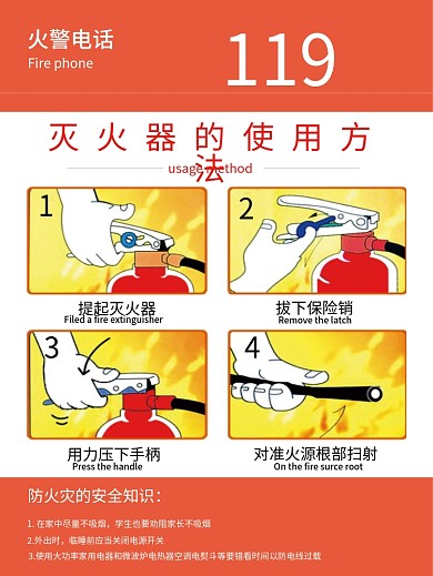 灭火器海报及使用方法