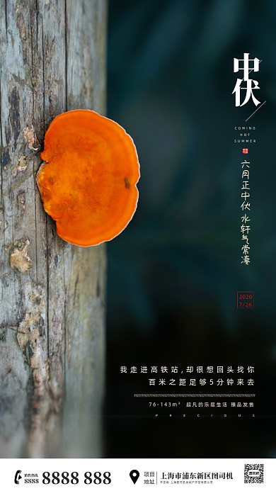 房地产传统三伏天中伏手机海报