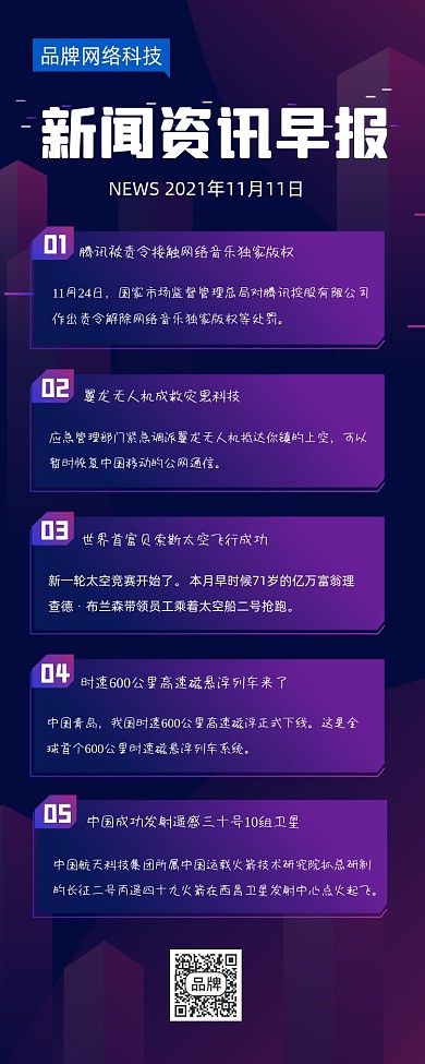 新闻资讯早报长图海报
