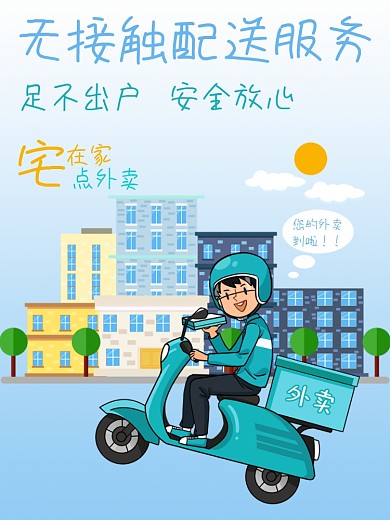 无接触外卖配送服务点餐促销宣传海报
