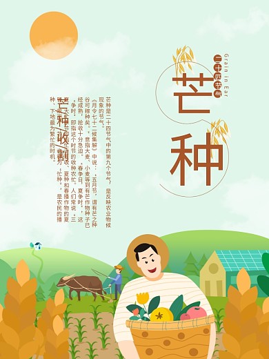 传统二十四节气芒种节气海报