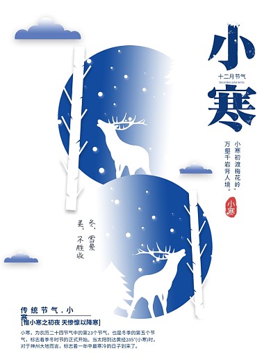 白色简约清新小寒节气宣传海报