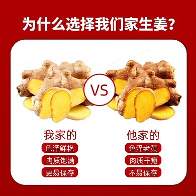 生姜对比图介绍简约风格主图