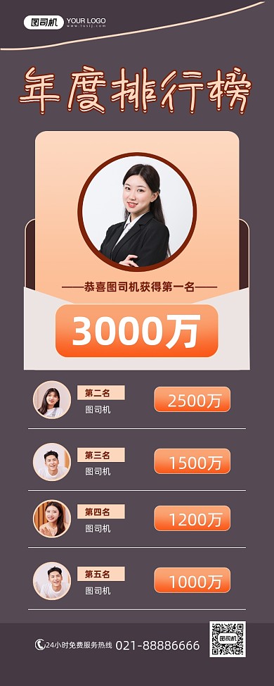 年度排行榜企业销售业绩榜单简约易拉宝