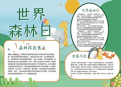 世界森林日绿色小报手抄报
