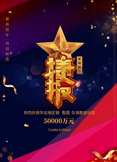 炫彩时尚企业年会捷报海报