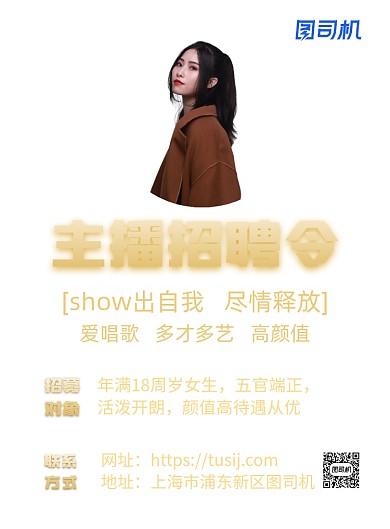 主播招聘黑色简约风宣传海报