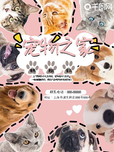 卡通宠物店铺海报