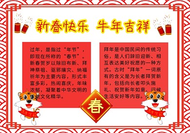 新年快乐虎年吉祥手抄报
