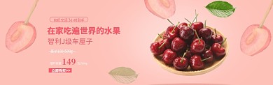 粉色简约车厘子美食促销banner