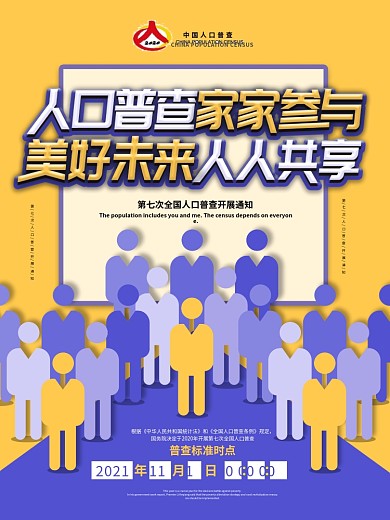 第七次人口普查口号标语宣传海报