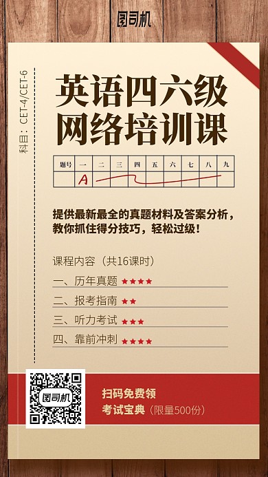 英语四六级手机海报