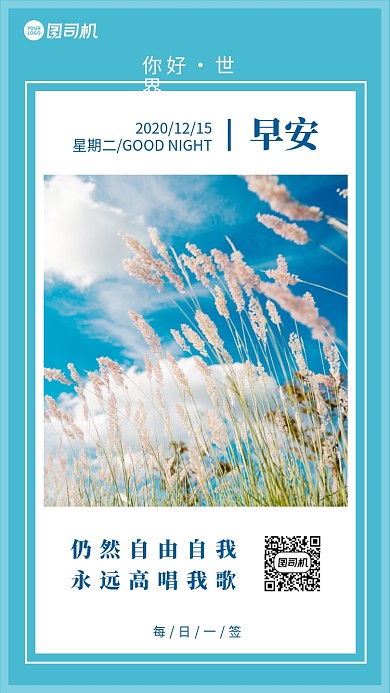 风中摇摆的花摄影手机海报日签