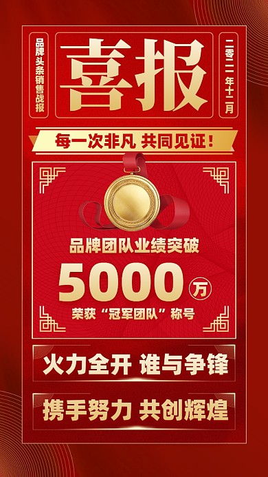 销售喜报红金色摄影图海报