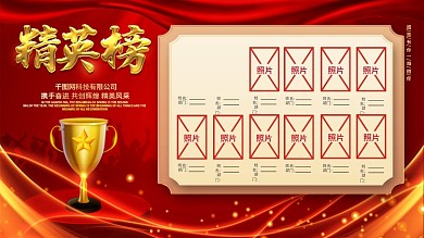 红色高端大气企业销售精英榜光荣榜展板设计