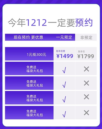 紫色双十二预约对比海报价格VS海报