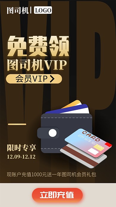 黑金大气商务促销会员海报