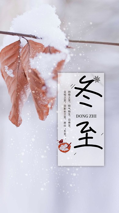 清新简约冬至传统节气手机海报模板
