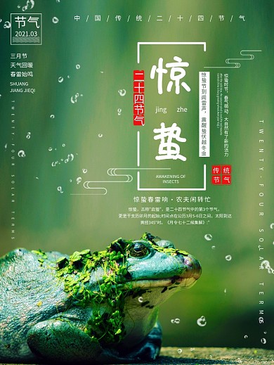 大气简约惊蛰24节气海报