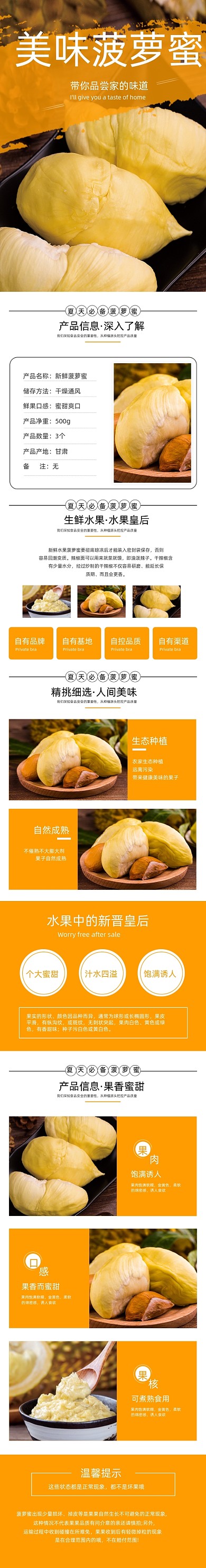 菠萝蜜热带水果新鲜水果食品茶饮详情页