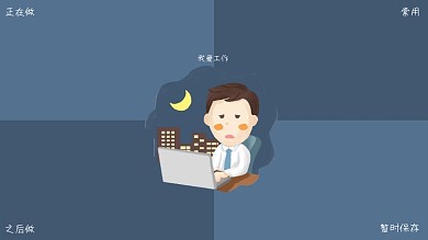 蓝色卡通手绘创意护眼电脑桌面分区壁纸