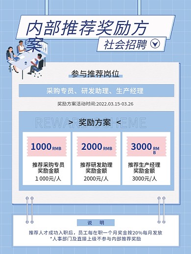内部推荐奖励活动公示招聘海报