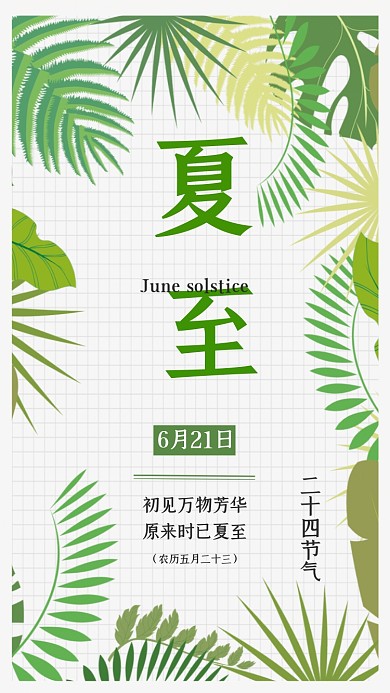 二十四节气夏至6月21日二十四节气海报