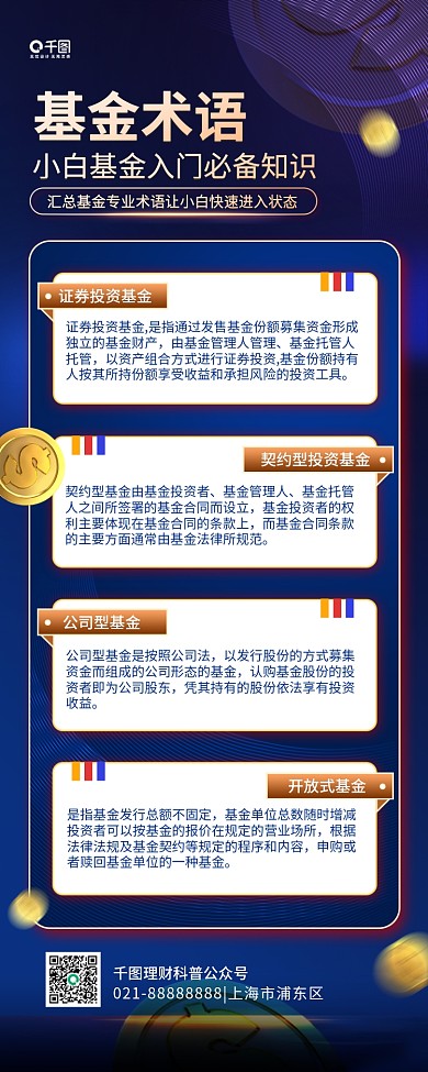 金融理财干货基金术语知识长图手机海报