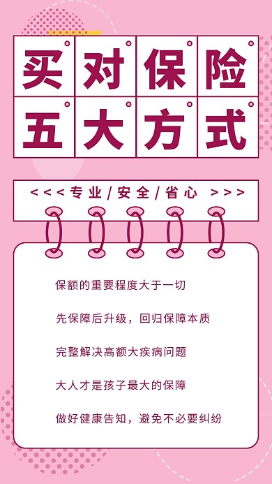 买对保险五大方式几何简约手机海报