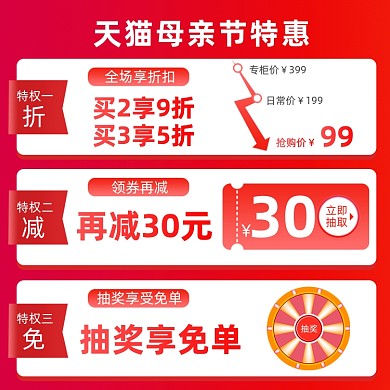 母亲节曲线图优惠劵促销主图直通车