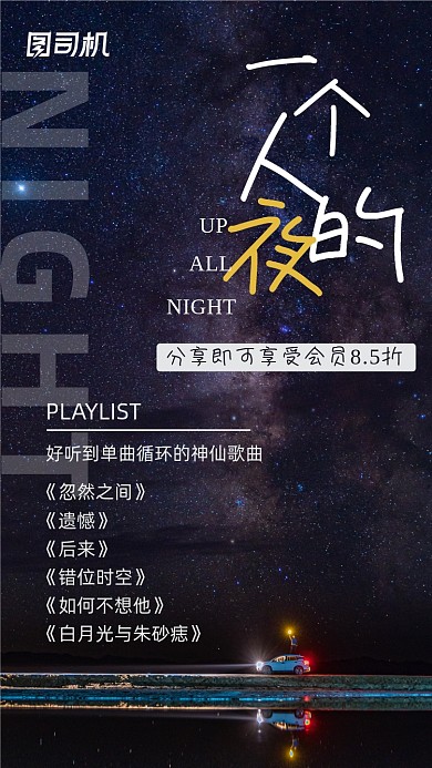 音乐热门歌单星空摄影简约手机海报