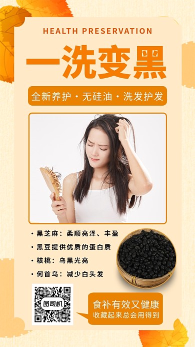一洗变黑理发店宣传海报