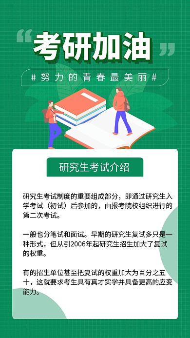绿色卡通考研加油简介文章配图