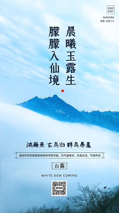 传统节气白露手机海报